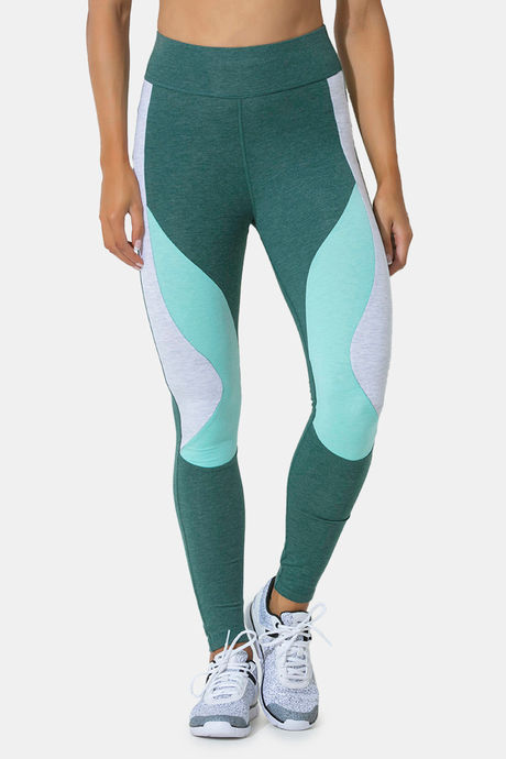 Zelocity High Rise Cotton Legging- Green Melange — image 2
